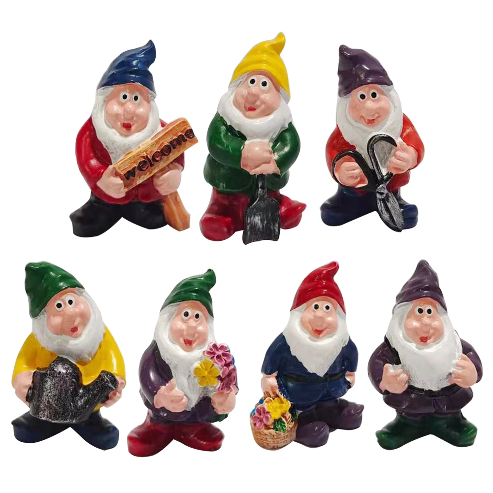 1pc fehave-dekorationer med berusede nisser, miniature-ornamenter, mini-dværgbålstatuer til plantekasse, blomsterpottedekorationstilbehør: Orange