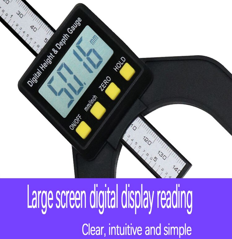 Digital Depth Caliper Height Gauge Digital Tread Depth Gauge LCD Magnetic Self Standing Aperture 0-80mm