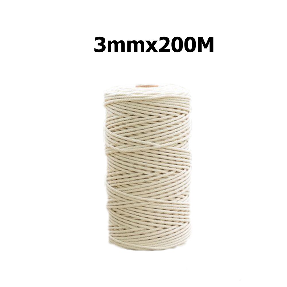 Cotton Cord Macrame Cotton Cord 2mm x 200m for Wall Hanging Dream Catcher For Wall Hangings Plant Hangers Wall Art Homewares: 3mmx200m