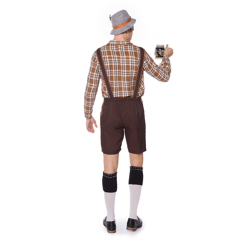 Germany Oktoberfest Lederhosen Costume Traditional Bavarian Beer Costume Halloween Outfit For Men