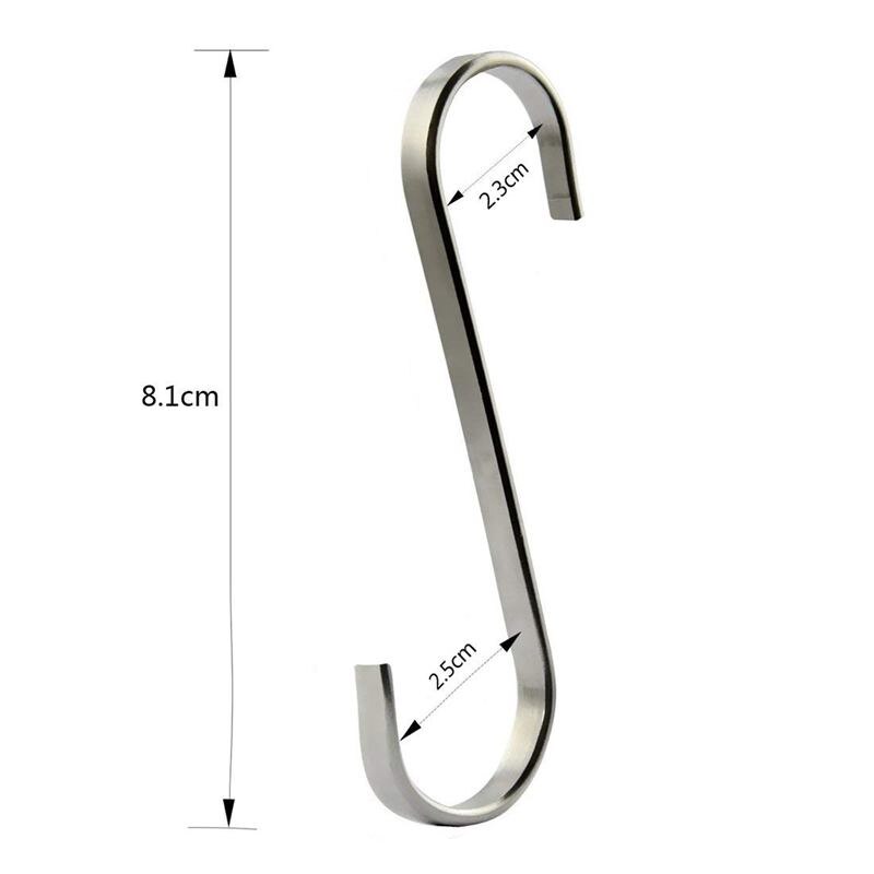 Lot de 10 S crochets de Suspension inox pour ustensiles de cuisine ou viande de boucherie