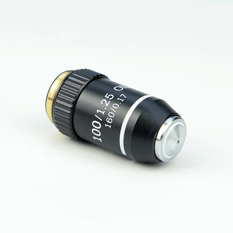195 Objetivo acromático negro 4X 10X 20X 40X 60X 100X para lente objetivo de microscopio biológico RMS 20,2mm piezas de objetivo