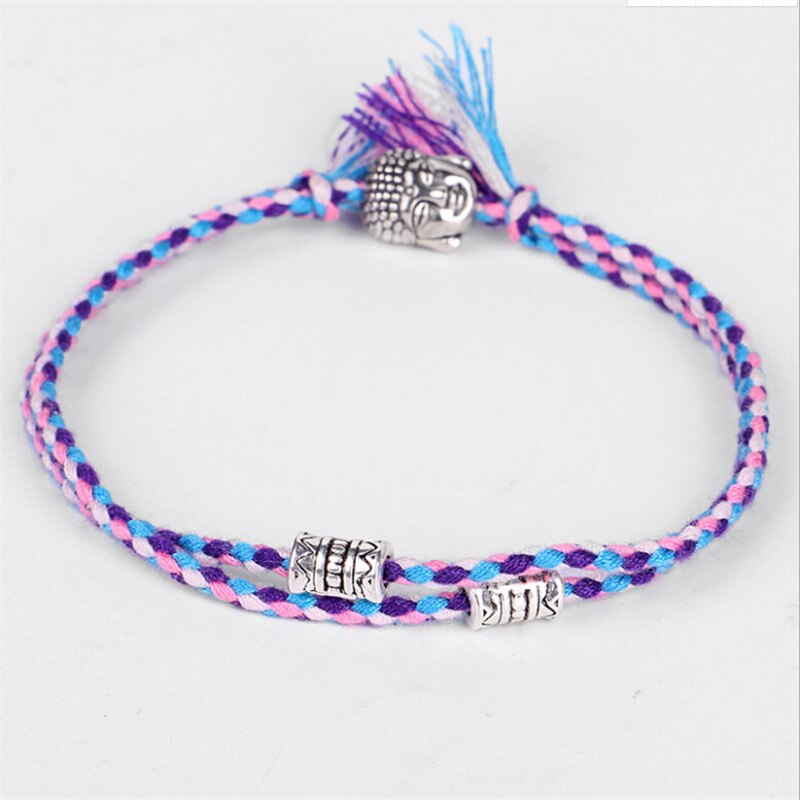 Etnische Tibetaanse Boeddhistische Lucky Geweven Amulet Tibet Koord Armbanden & Armbanden Voor Vrouwen Mannen Handgemaakte Touw Boeddha Armband Multicolor: F