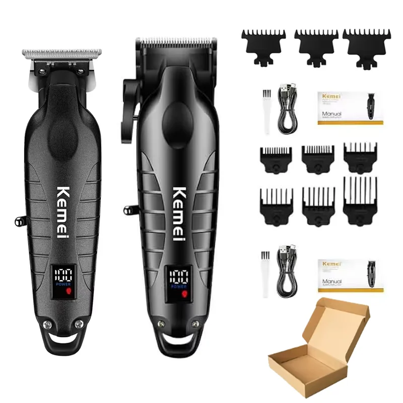 Kemei KM-2290 KM-2293 KM-T95 Cutting Machine Electric Shaver Hair Trimmers With LCD Display Men's Hair Clipper: Blue