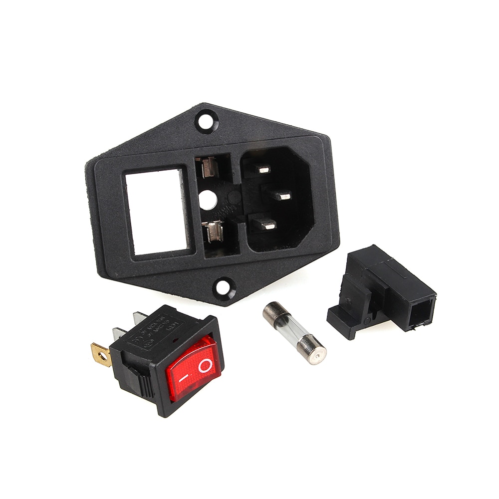 EPLZON Interrupteur D'Alimentation 10A 250V Avec Fusible Pour Imprimante 3D - Prise IEC320 C14 + Câble 18 AWG