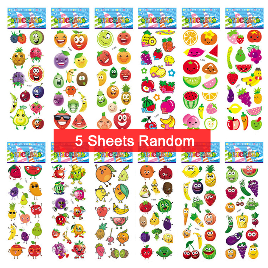 Children Bubble Stickers Cartoon Stickers Animals Fruits Fluffy Stationery Stickers Boys Girls Birthday TMZ: Lavender