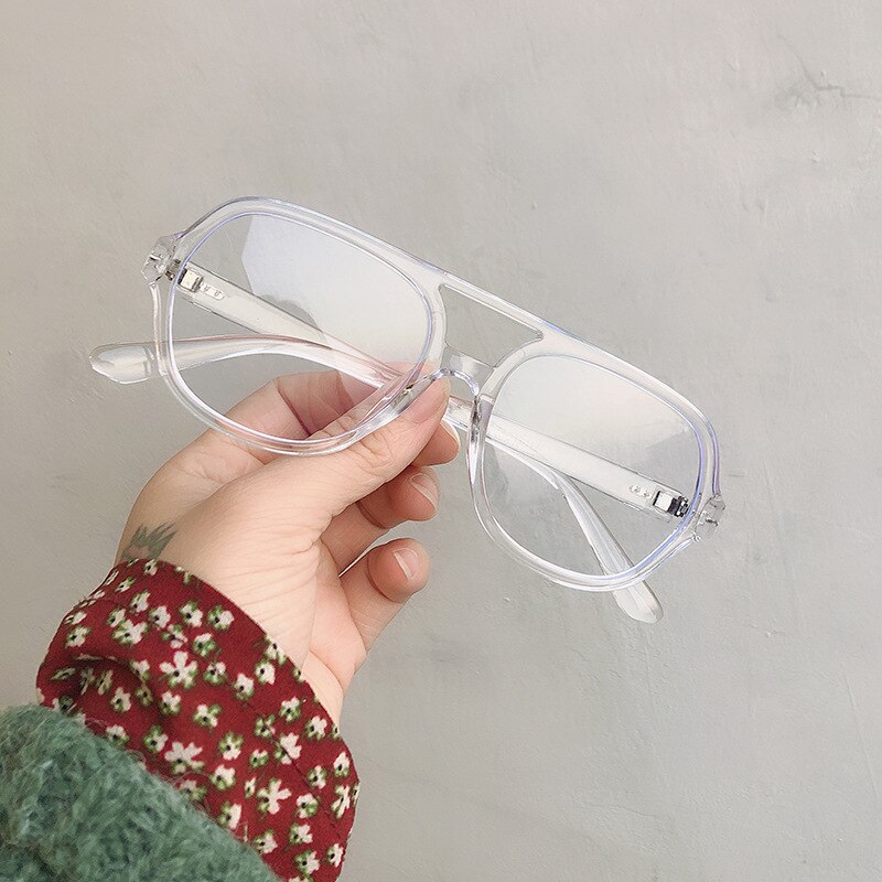 Ovza tvillingbjelker store briller med gjennomsiktige briller kvinners sorte rammer briller menn  s5000: Gjennomsiktig