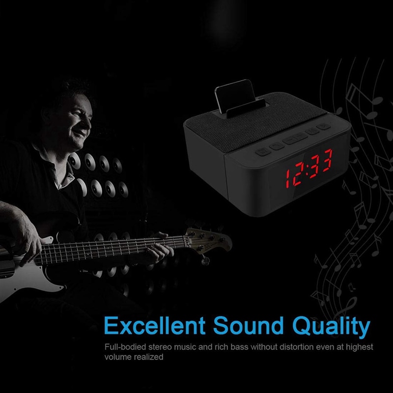 Digital Radio Alarm Clock All-In-One With Wireless Speaker,Am/Fm Radio,Usb Charging Port,Snooze,Ac And Battery Operated