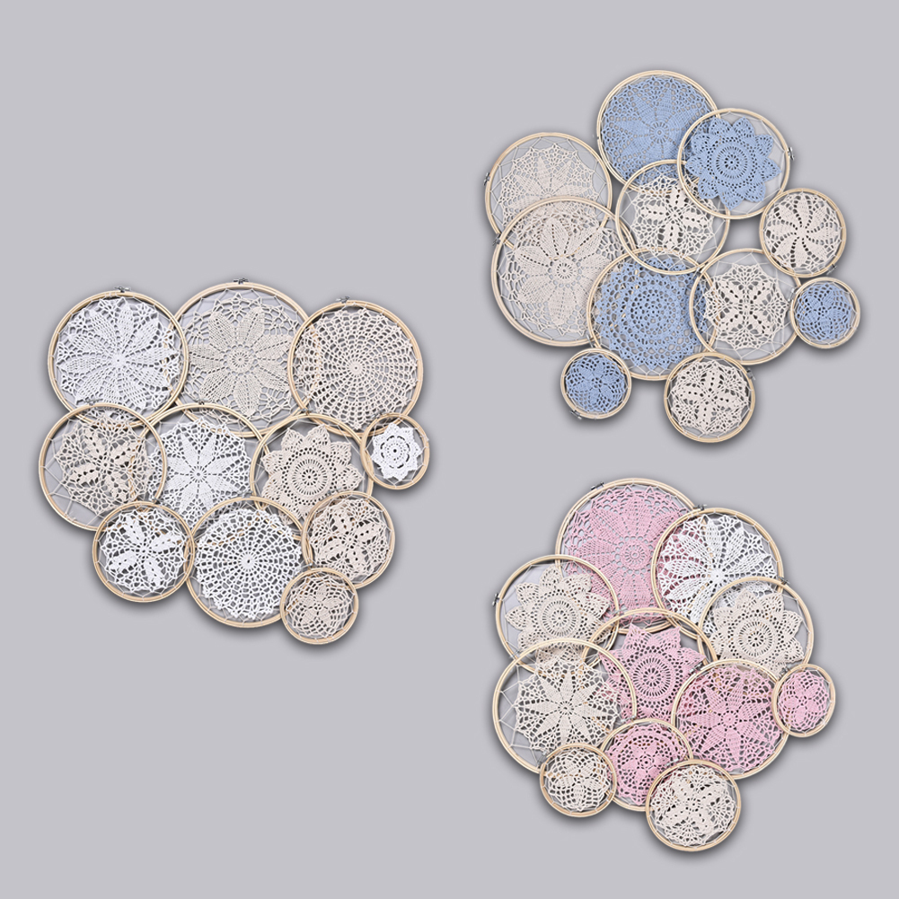 Dream Catcher Set para DIY, grande Doily Lace, fundo do casamento, decoração do quarto, Dreamcatcher anexo, Reve, 1 conjunto