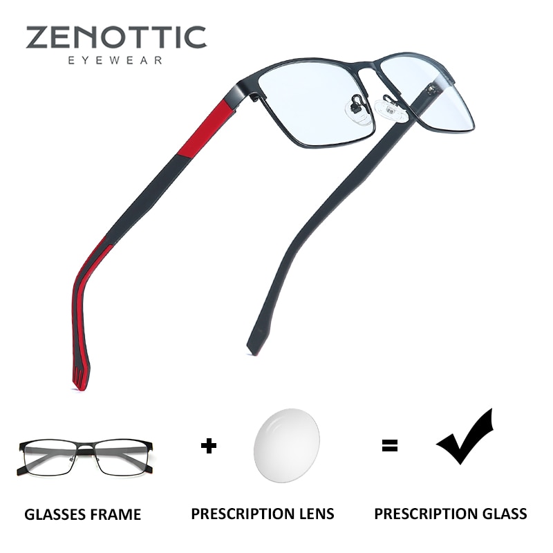 Zenottic heren titanium legering brilmontuur heren vierkant ultralicht bijziendheid sterkte anti blauw licht computerbril