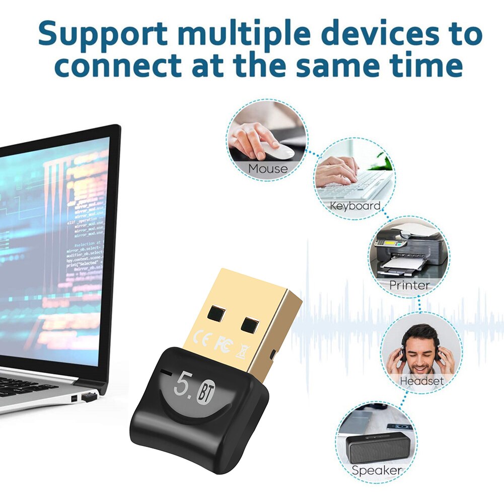 Portable Wireless Network Card Dongle 2.4GHz Bluetooth 5.0 WiFi External Receiver Adapter for Computer PC Laptop Networking Part