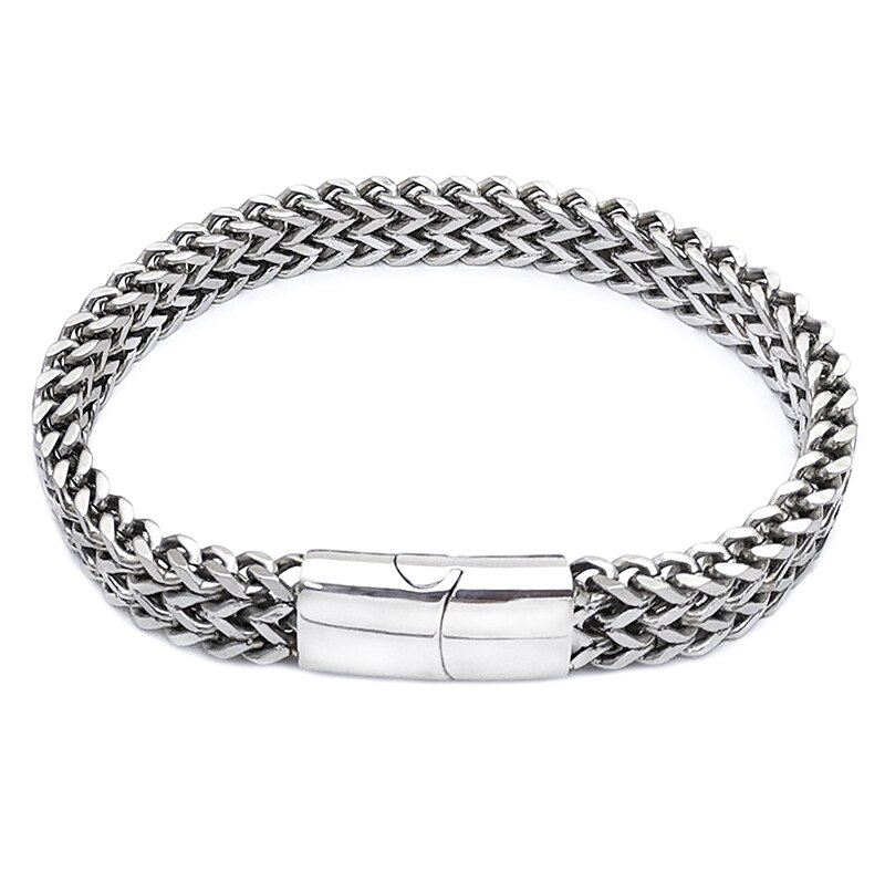 Armbanden Mannen Ketting Op Hand Hip Hop Armband Rvs Zwart Gouden Ketting Stalen Armband Sieraden Voor Mannen Accessoires: steel Tone / 21cm