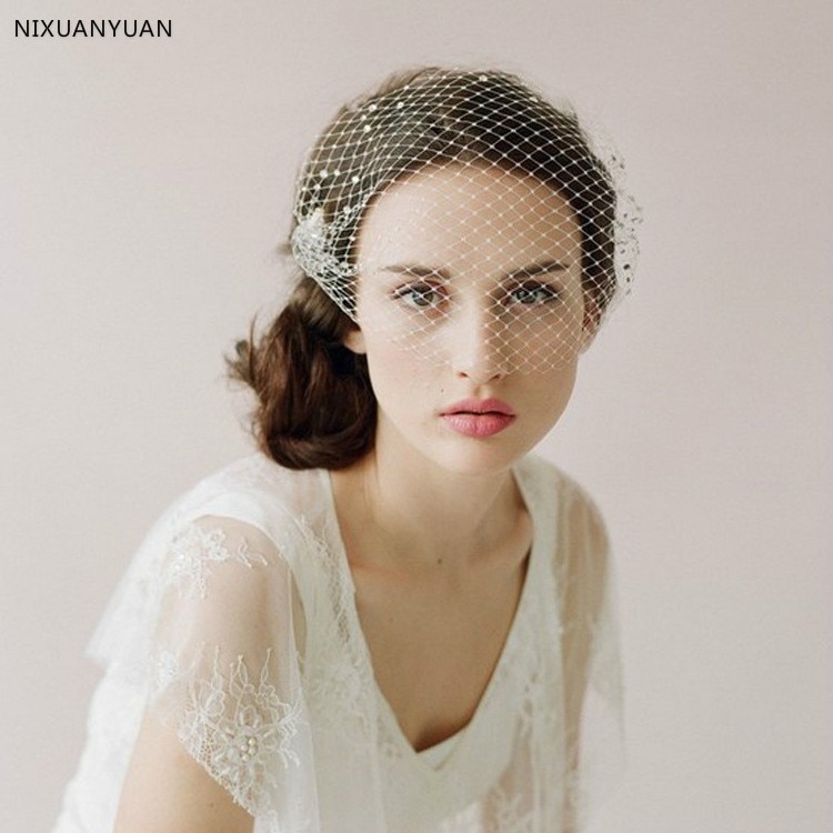 Sombrero de novia Vintage, Accesorios nupciales para el cabello de boda, flor, tul, velo de rejilla, diadema, velo de la cabeza,