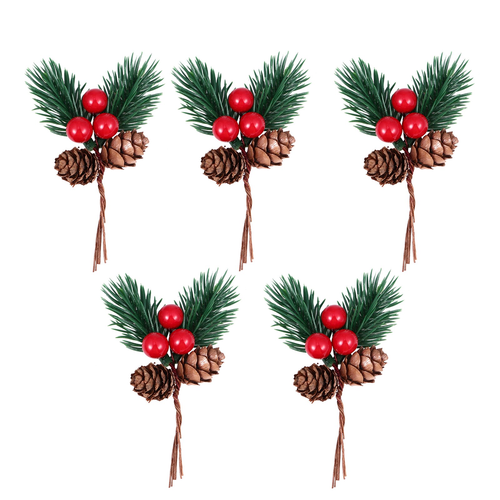 10Pcs Pine Picks Novelty Simulation Christmas Berry Pine Cone Decor: 1