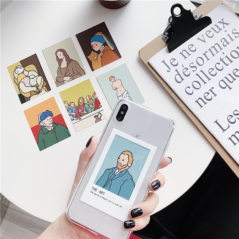 Funda de teléfono suave y transparente con pintura al óleo, para iphone XR, XS, Max, X, 11, 12 Pro, Max, 6, 6s, 7, 8 plus