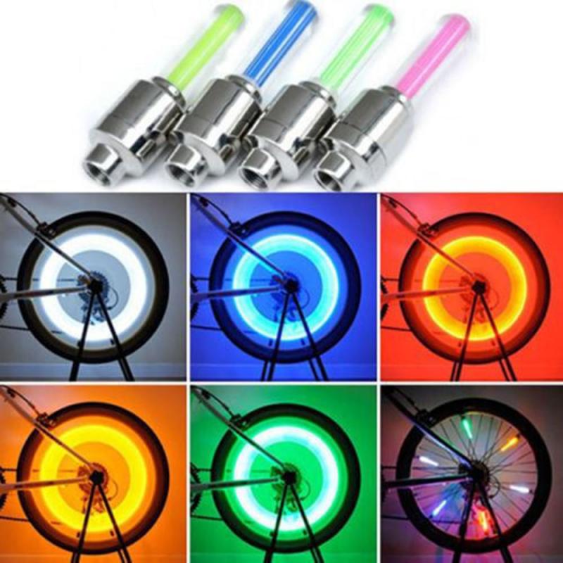 2 Pcs Kleurrijke Klep Lichten Fiets Licht Met Batterij Ventiel Capsled Licht Fietsverlichting Weg Mountainbike Fietsverlichting