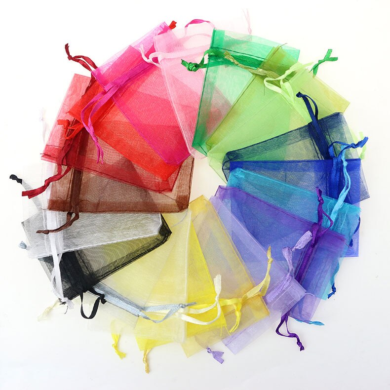 7x9CM Sheer Organza Bags Drawable Jewelry Pouch Packaging Bag Candy Bag for Wedding Prom Party Decor 50pcs/set: 20