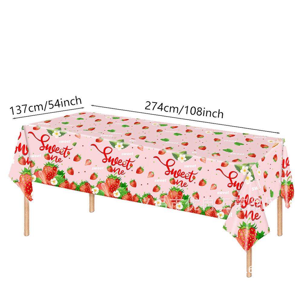 Strawberry party plates cups napkin tablecloth supplies baby shower kids girls birthday supplies Strawberry birthday Party Decor: DEEP BLUE