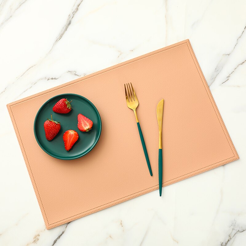 1Pc Ronde/Rechthoekige Faux Lederen Placemat Waterdicht Olie-Proof Warmte-Isolerende Tafel Mat Hotel Restaurant Tafel pu Placemat: Gouache 02