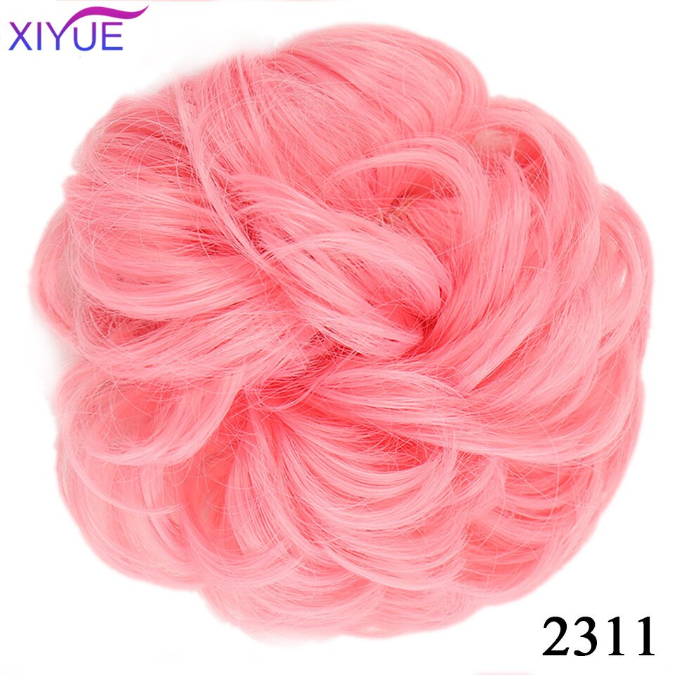 XIYUEMessy Scrunchies Donut Bun Synthetic Hair Chignon Straight Elastic Band Hair Extensions Heat Resistant Hairpieces For Women: #130