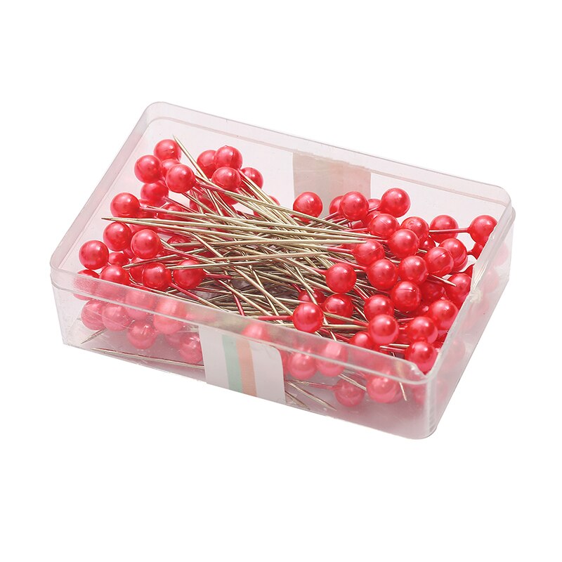 100Pcs/Box 38cm Colorful Round Pearl Head Needles Stitch Straight Push Sewing Pins For Dressmaking DIY Sewing Tools Positioning