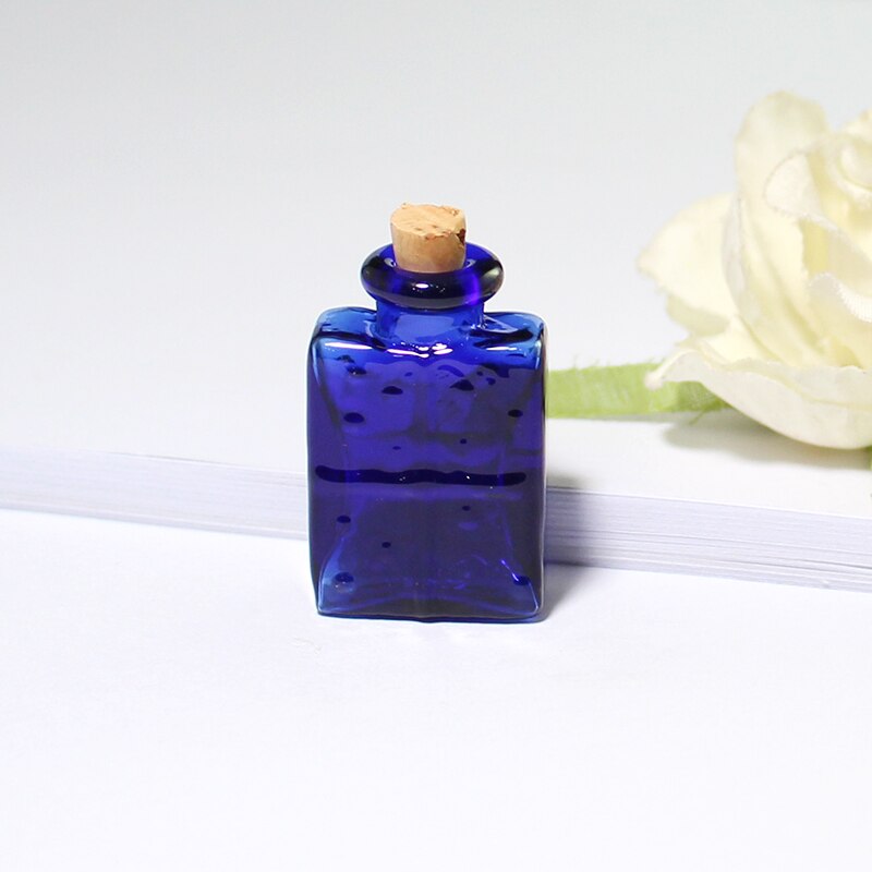 2PCS Klarglas flasche mit kork Kegel flasche anhänger Schnaps Flasche mit kork Glasflasche anhänger: Rectangle-Blue