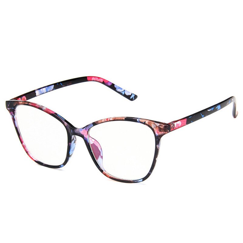 Elbru Cat Eye Glasses Frame Women Retro Flat Glasses Classic Big Frame Glasses Frame Transparent Frame Optical Glasses: A2