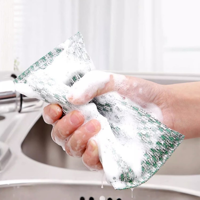 Esponja para lavar platos de doble cara, esponja para fregar sin arañazos, esponjas para lavar ollas, cocina casera, trapos de esponja para limpiar platos engrosados