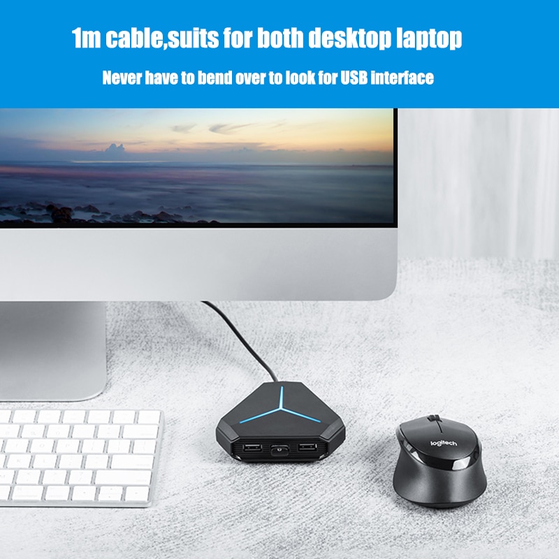 6 Port USB 2.0 3.0 Hub With TF SD Card Reader Mic AUX Cool Light Charging Splitter for Multi-device Desktop Laptop