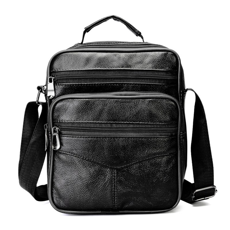 Vintage Koeienhuid Lederen Handtas Mannen Crossbody Tassen Solid Schoudertas Man Kleine Zakelijke Mannelijke Reizen Messenger Bags Koffie: Black C