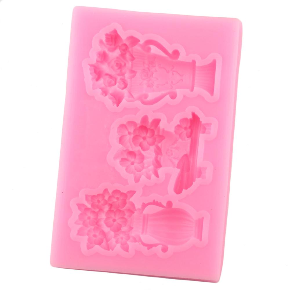 Sugarcraft Flower Silicone Mold Vase Cupcake Topper Fondant Cake Decorating Tools Candy Polymer Clay Chocolate Gumpaste Moulds