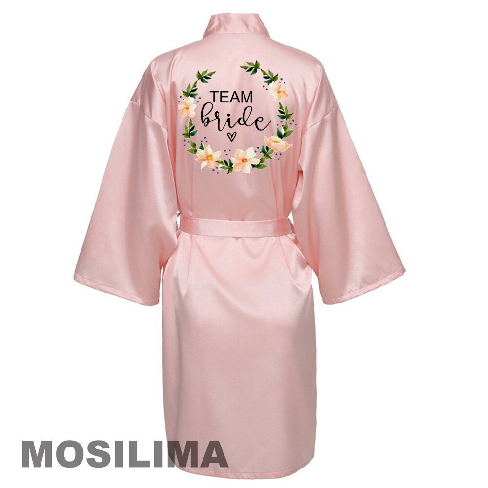 Bruiloft Team Bruid Gewaad Kimono Satijnen Pyjama Bruidsmeisje Badjas SP073