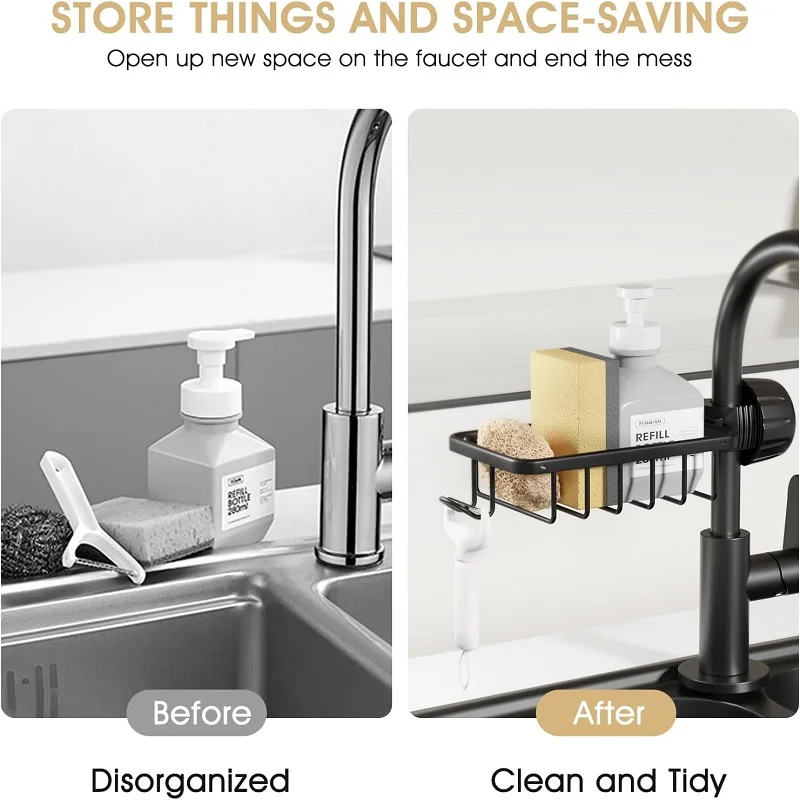 Support de rangement pour robinet de salle de bains, douche, shampoing, porte-savon réglable, évier de cuisine, chiffon éponge, égouttoir, accessoires de salle de bains