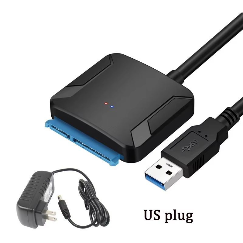 SATA 3 zu USB 3.0 Adapter SATA III Kabeladapter Externes Festplattenkonverterkabel für 2,5/3,5 Zoll HDD SSD mit Netzteil: WEISS