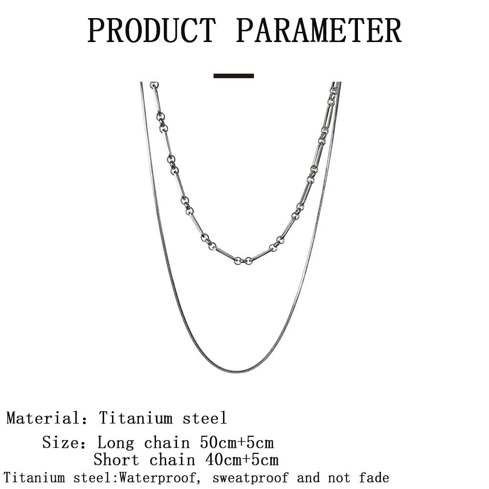 Collar de acero inoxidable para mujer y hombre, cadena larga de doble capa, minimalista, Simple, Punk, joyería gótica, 2022