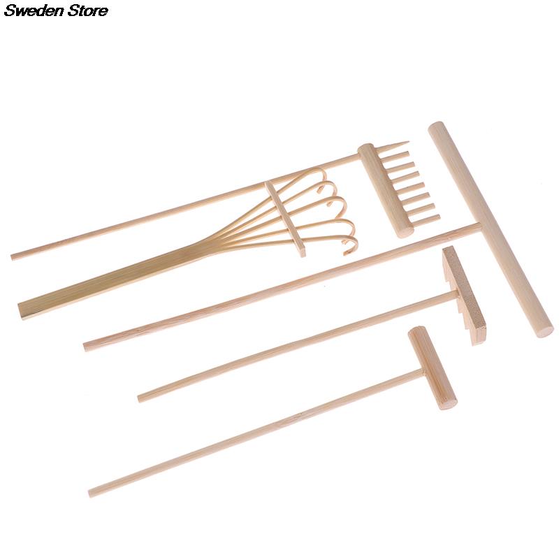 Mini bambus rake for zen hagesand bordplate meditasjon feng shui dekor