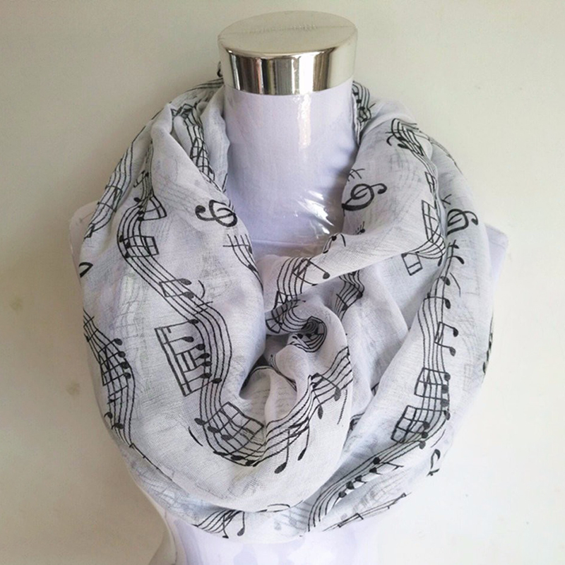 Music Note Print Zachte Ring Sjaal Mode Vrouwen Katoen Nek Wrap Sjaal Stola Halsdoek Lente Herfst Infinity Sjaals voor Vrouwen