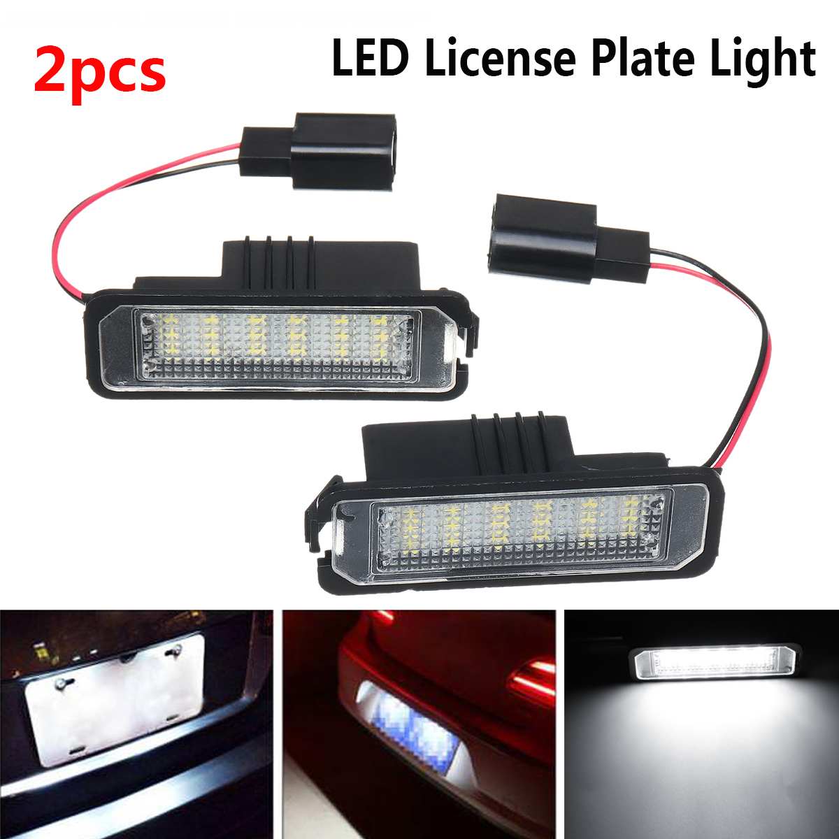 Plafón LED blanco para matrícula de coche, luces para matrícula, 12V, 5W, para VW GOLF 4, 6, Polo 9N, Passat, 2 uds.