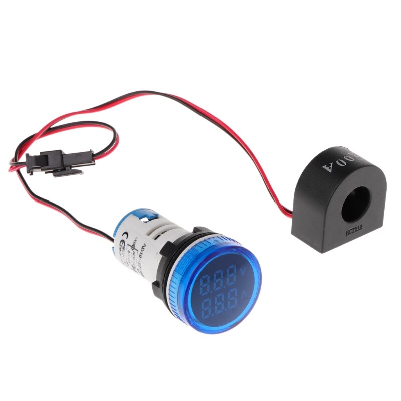 Digital Voltmeter Amperemeter 22mm Runde AC 50-500V 0-100A Spannung Volt Ampere-Monitor: BL