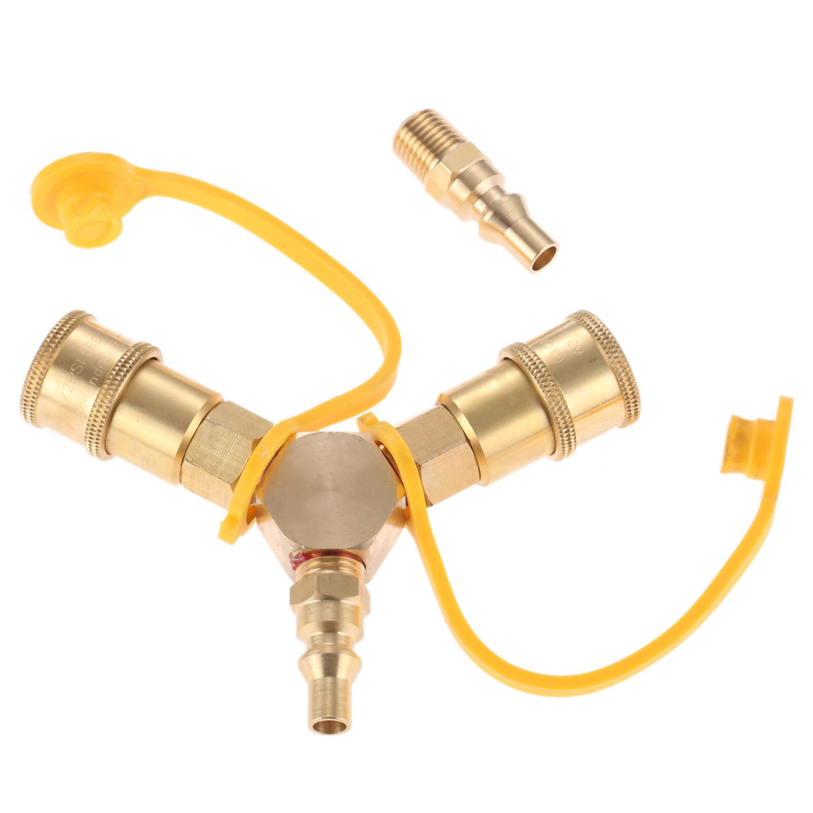 2pcs/kit 1/4inch RV Propane Quick Connect 2-way Y Splitter Adapter+ 1/4" Fitting Hose to Motorhome Tabletop Grill Brass Parts