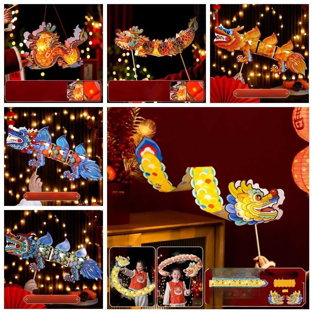 Lichtgevende Mid-Herfst Draak Dans Lantaarn Cartoon Creativiteit Chinese Stijl Draak Lamp Festival Draagbare Handheld Draak Lantaarn