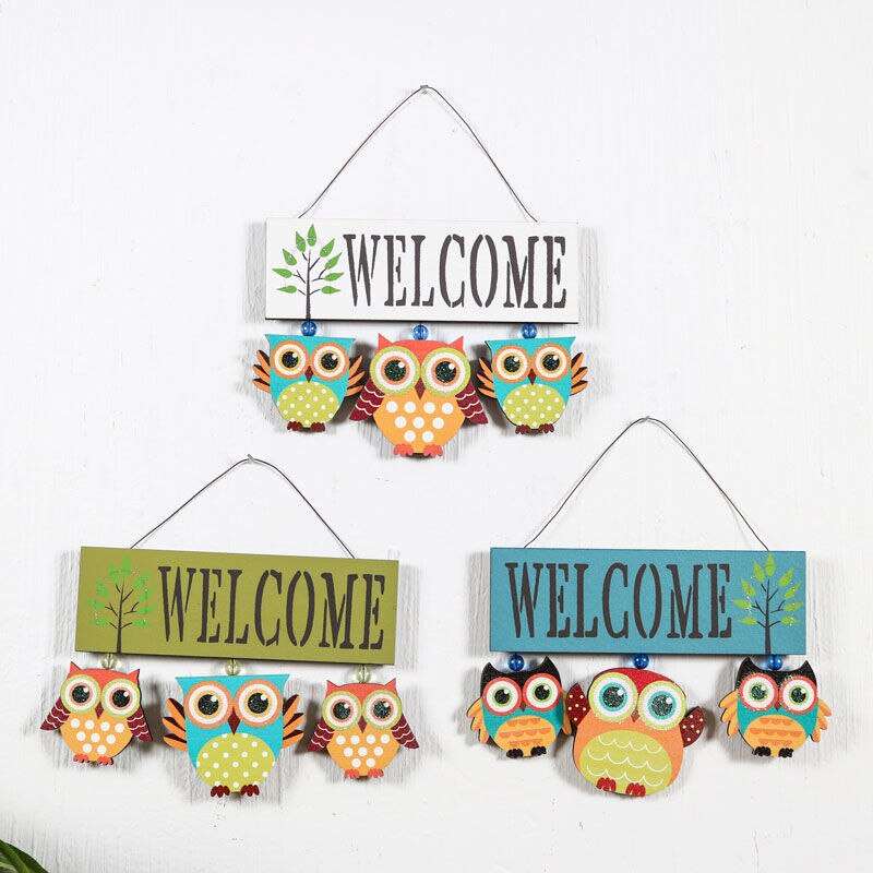 Mooie Uil Welkom Houten Bord Muur Opknoping Prikbord Voor Feestelijke Interieur Outdoor Home Deur Inrichting Tuin Decoratie