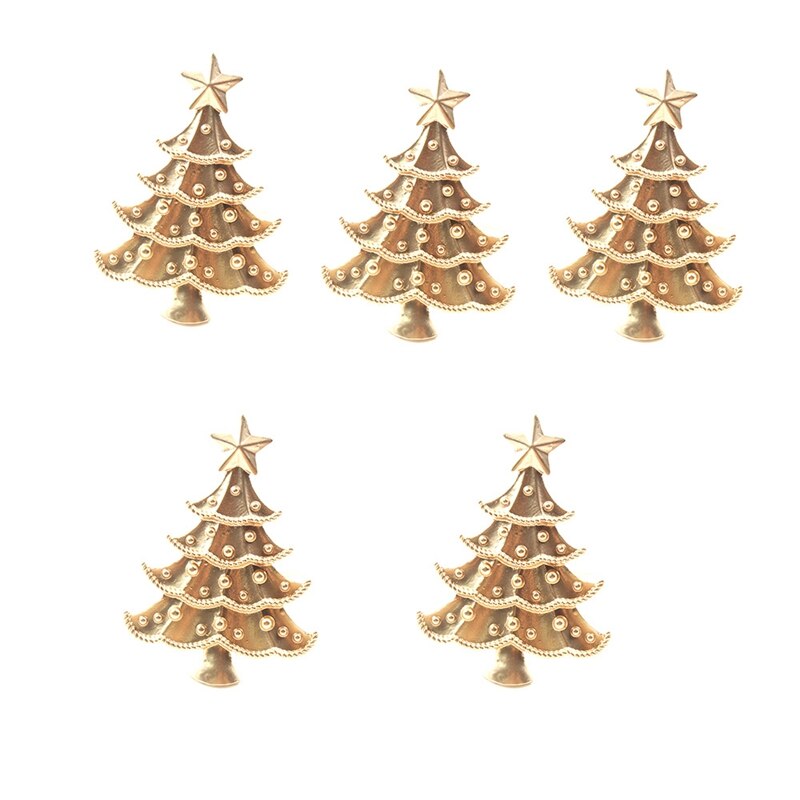 5Pcs Kerstboom Servetring Restaurant Hotel Tafel Ornament Servet Cirkel Bruiloft Servet Gesp Etentje Bruiloft