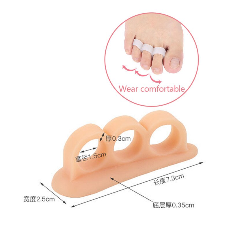 2 stk silikone gel fodfingre tre huls tåseparator fodbeskytter knystjustering hallux valgus beskyttelse fodpleje