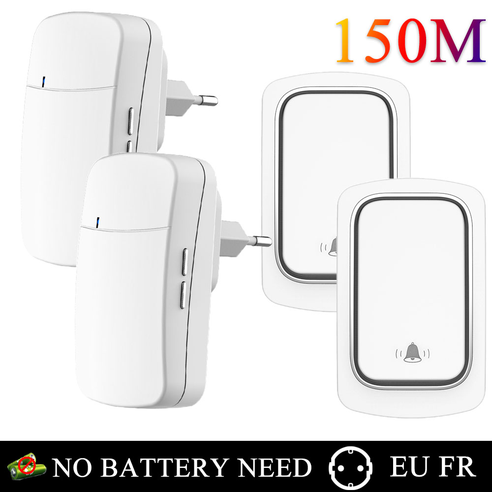 Campanello senza fili esterno 220V campanello ad anello cinetico intelligente imposta ricevitore 2 in 1 impermeabile autoalimentato nessuna batteria per il controllo domestico: 2R 2T
