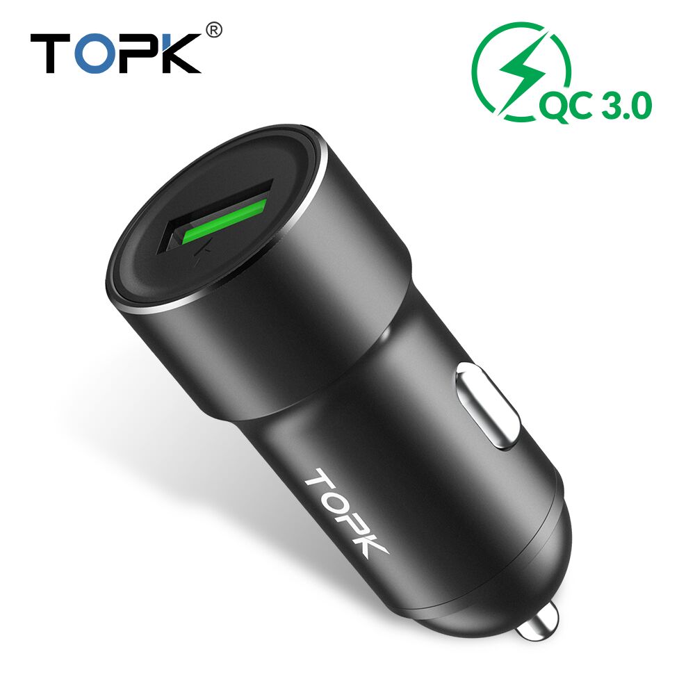 Topk G102Q Usb Autolader Quick Charge 3.0 Mobiele Telefoon Oplader Snelle QC3.0 Auto-Oplader Voor Samsung Xiaomi Adapter in Auto: Default Title