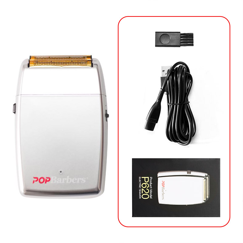 11000 RPM POP Barbers P620 Electric Men's Beard Trimmer Double Foil Shaver Electric Shaver USB Hair Cutting Machine: Brown