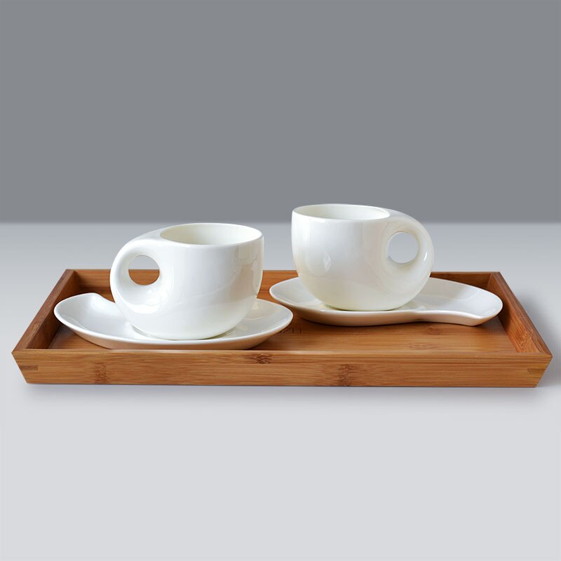 Plain white bone china coffee cup and saucer set, thin novelty cups, water , lean cup tea set, for office