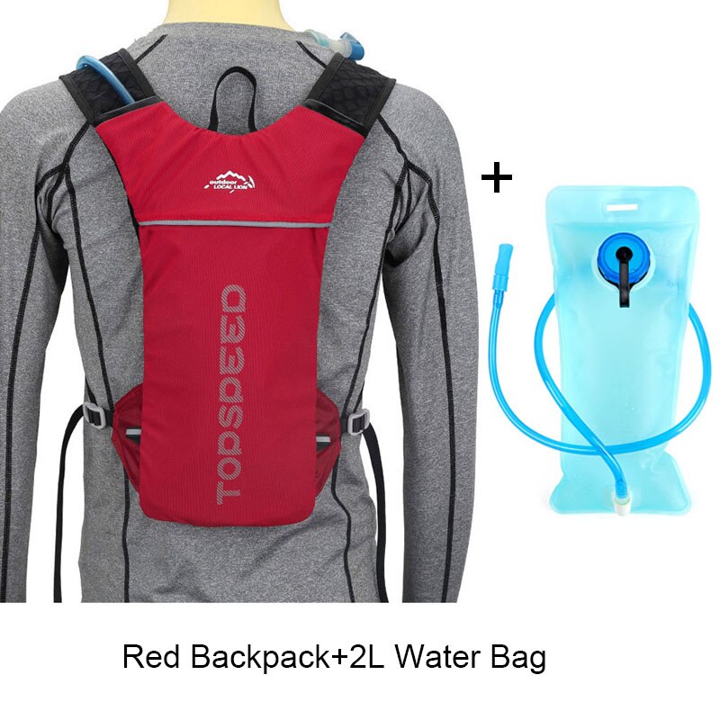 5L Camping Hydration Backpack,Hiking Water Bladder Backpack for men women,Jogging Running rucksack no include 2L Water Bag: red with water bag