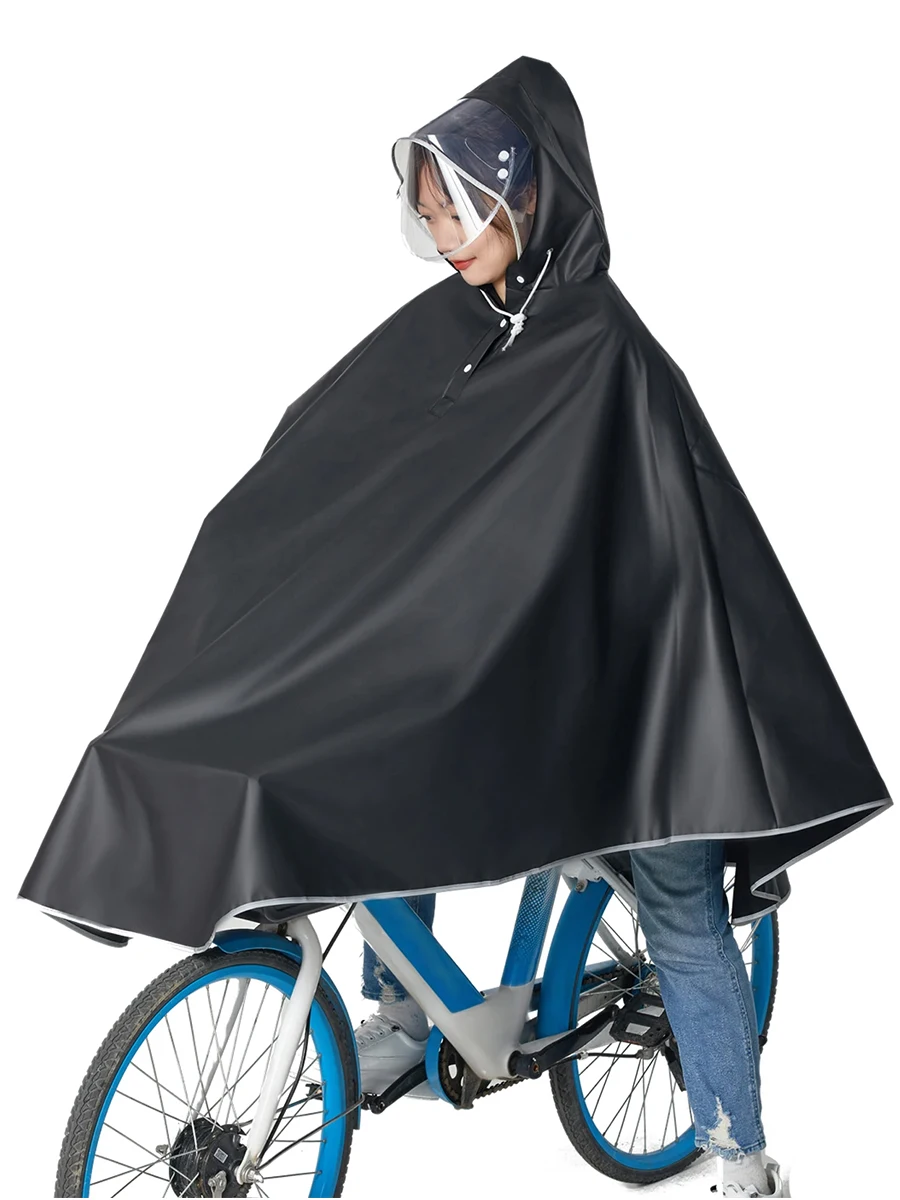 Unisex Waterproof Bike Rain Poncho - Lightweight Reusable Hooded Cape with Reflective Stripes for Motorcycle Cycling: Red